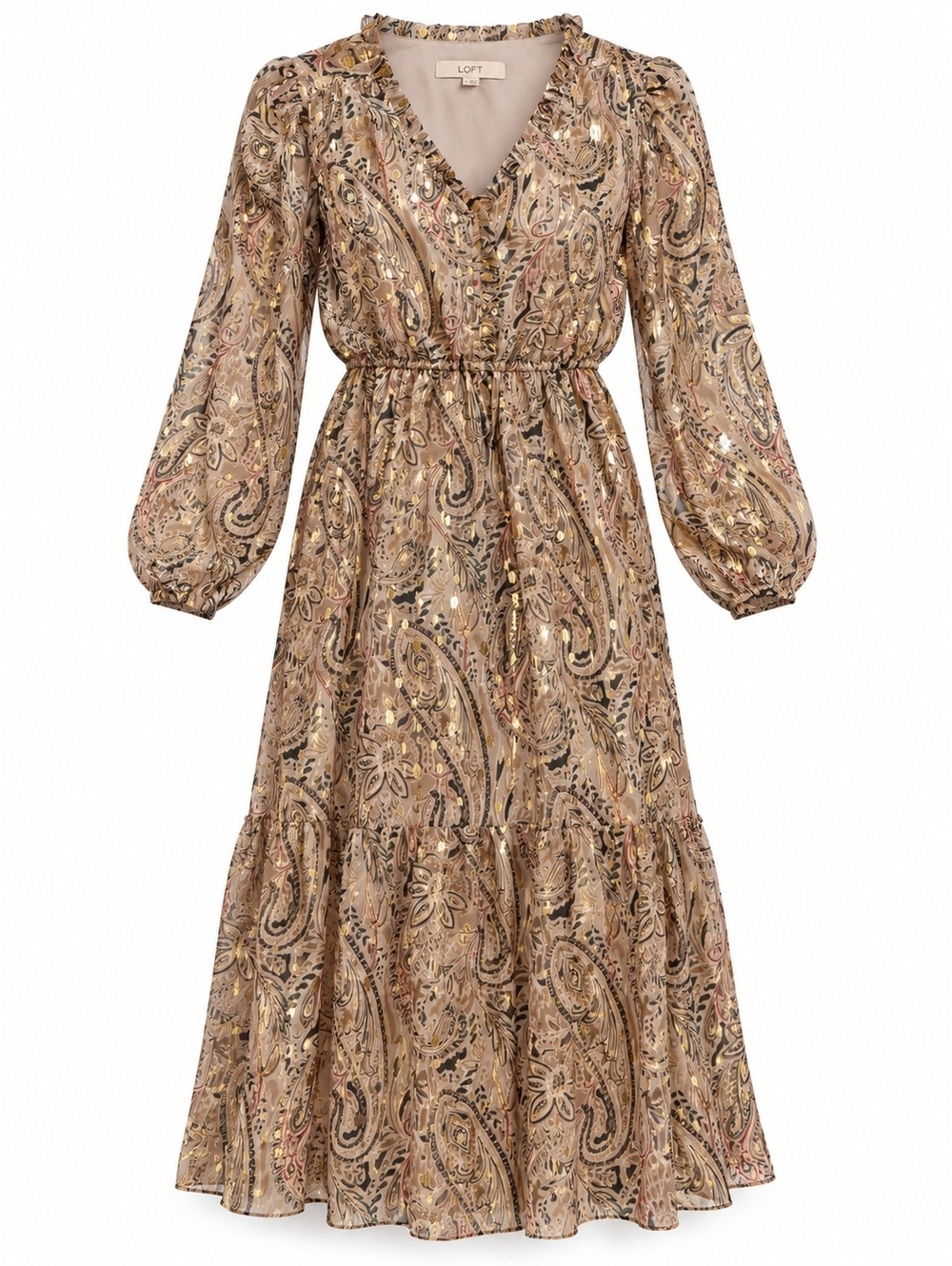 Loft Golden detail midi dress